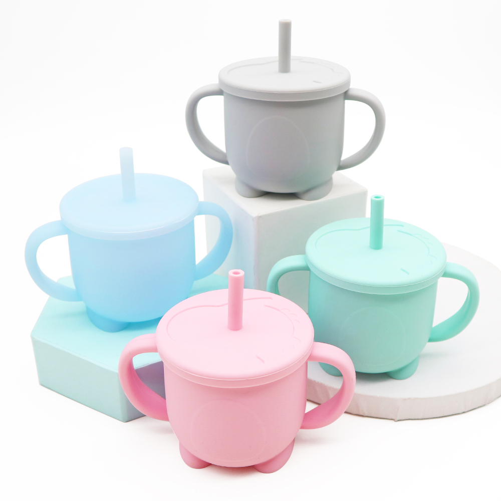 Baby Straw Cups Silicone Baby Drinking Cup With Handle Sippy non Spill Kids  Learning Cups Toddler Training Cups Tableware
