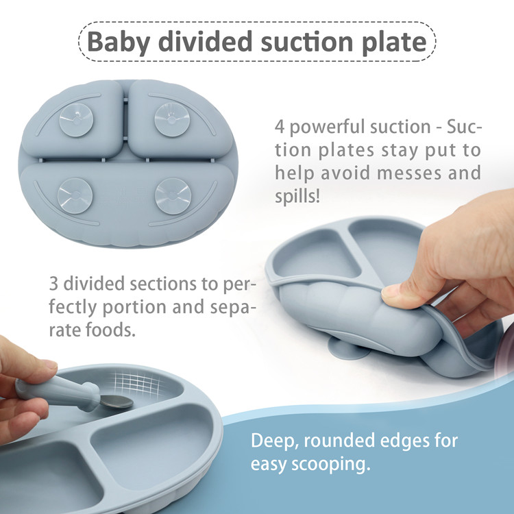 Wholesale Silicone Suction Plate Dinosaur Shape Feeding Adjustable Bib Baby  Feeding Set Manufacturer and Supplier